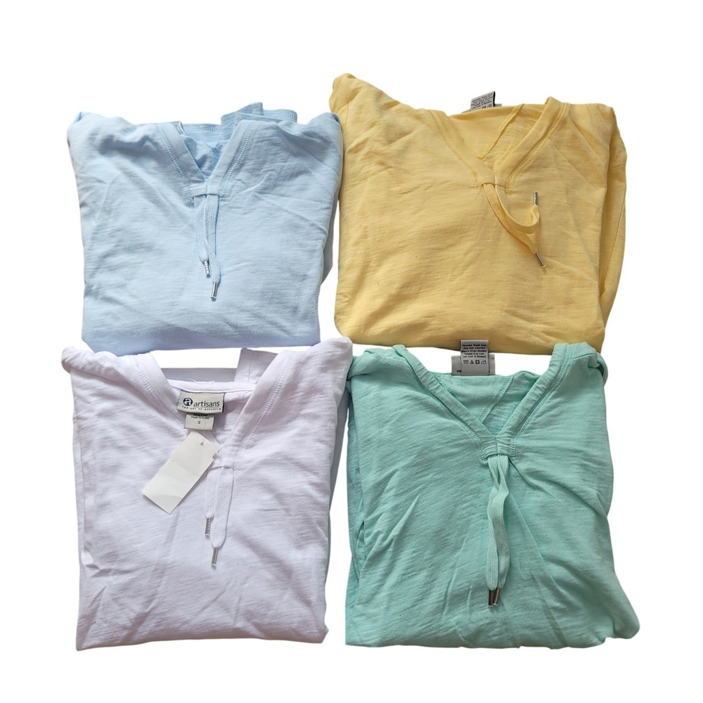 Artisans‎ Size S Lot of 4 Lightweight Slub Knit Hoodies V-Neck Pullover